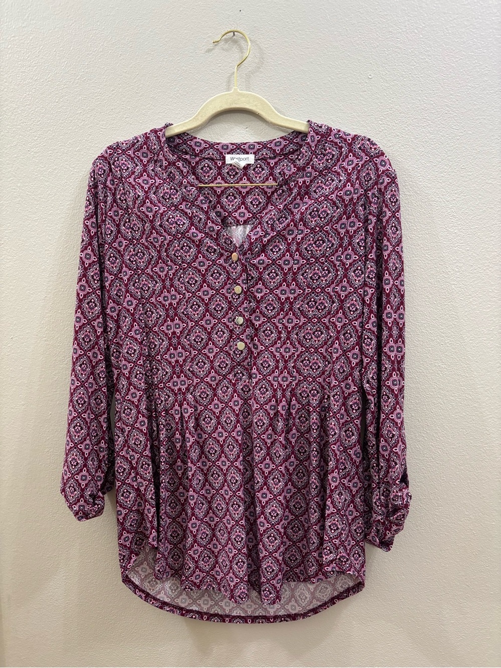 Westport Purple Geometric Henley Tunic